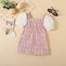Mother&Kids Children's dress children's wool plaid pearl button small wool ball small fragrance puffle-sleeve children's princess dress_viptrois.com