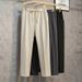 Men's Clothing Niche Fashion All Match Drape Straight Trousers Men's Simple Solid Color Trend Drawstring High Street Nine Point Casual Pants_viptrois.com