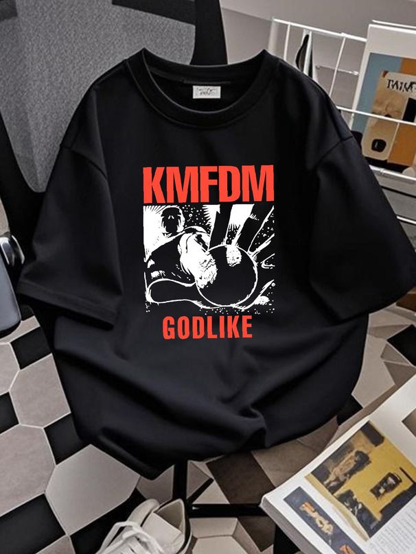 1990 KMFDM Godlike Cotton Black Unisex T-shirt S-5XL Men Women VM7344 Summer Comfortable Graphic Versatile Fashion Designer Clothes_viptrois.com