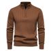 1 Autumn Winter New European Size Cross-Border Stand Collar Men's Half-Zip Solid Color Knitted High-Quality Export Sweater_viptrois.com