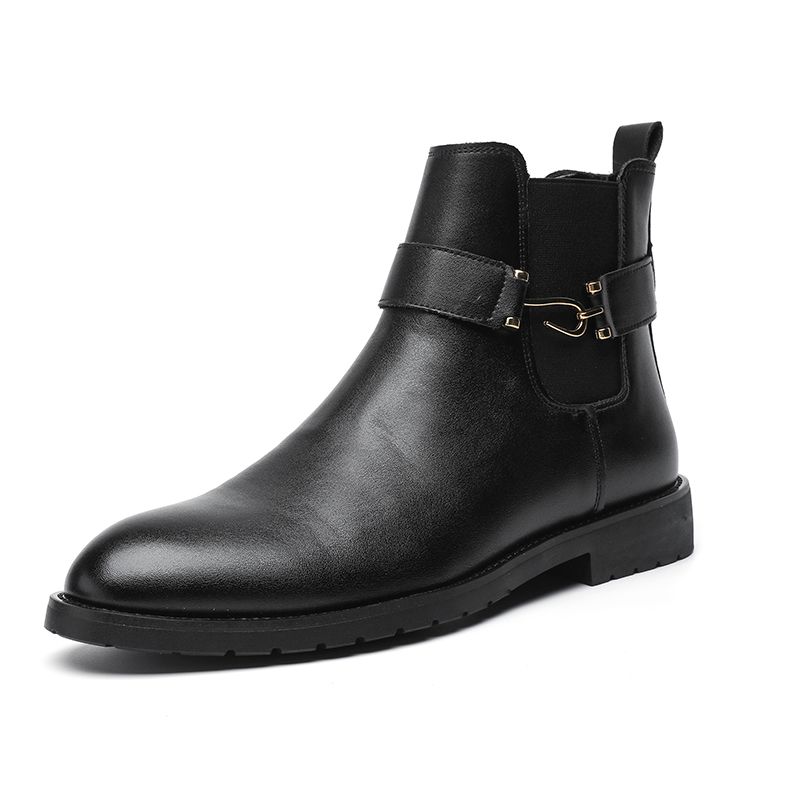 New Fashion Chelsea Boots Men's Double Hook Brown Retro High-top Men's Boots European And American Fashion Boots British Gentleman Leather Boots_viptrois.com