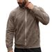 25 Suede Men's Zipper Flight Jacket With A Simple European And American Solid Color Patchwork Design For Men_viptrois.com