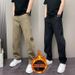 Men's Fleece Lined Thickened Casual Pants Autumn Winter New Style Simple Stylish Jogger Sports Solid Color Men's Bottoms_viptrois.com