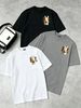 100% Cotton Men's 3-Pack T-shirts Cute Bunny With Green Bag And FR Monogram Print Crew Neck Short Sleeve Casual Tops In Black White Gray_viptrois.com