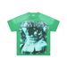 Men's Retro Green Hot Diamond T-shirt Summer Printed Loose Hip Hop Street Couple Top_viptrois.com