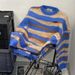 Men's Oversized Color Block Knit Sweater - Retro Striped Pullover, Unisex Casual Crewneck Jumper For Winter (Black/Blue)_viptrois.com