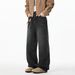 Men's Clothing Distressed Washed Jeans Spring Style Japanese Loose Texture Embroidered Straight Trousers Semi Elastic Trendy Brand Pants Q_viptrois.com