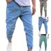 2024 Herbst Slim Fit Männer Jeans Reine Farbe Casual Elastische Taille Jeans Strahl Fuß Streetwear Jogger Denim Hosen_viptrois.com