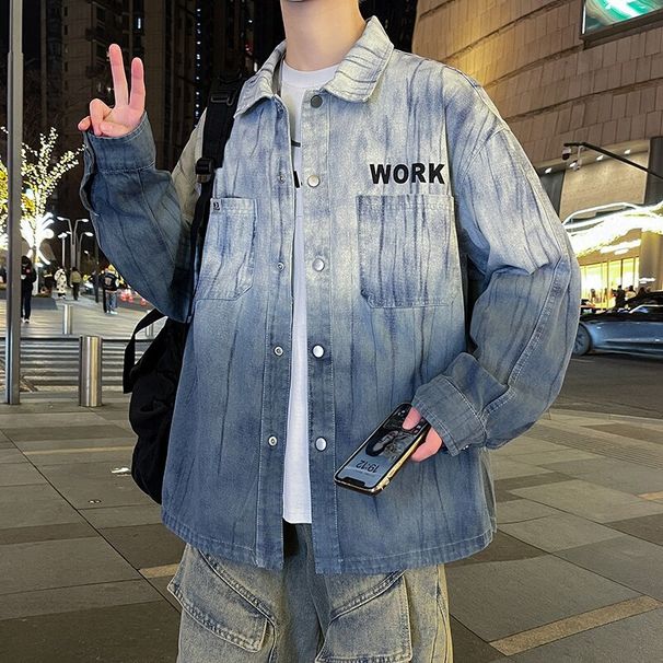 2025 Spring New Color Blocked Collar Cowboy Jacket For Boys And Teenagers, Trendy, Handsome, Loose, Versatile Clothes_viptrois.com