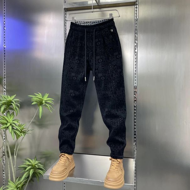 Autumn Winter New Luxury High-Quality Fashion Fleece-Lined Slightly Stretchy Loose Comfortable Versatile Men's Jogger_viptrois.com