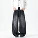 American Retro New Curved Knife Jeans, Semi Elastic Waist, Loose Fit, Wide Leg, High Street Denim Pants_viptrois.com