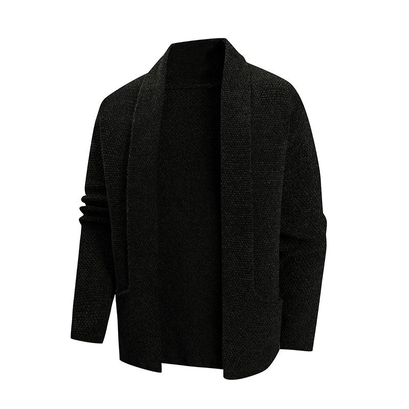 Premium Notch Lapel Knit Cardigan For Men – Timeless Textured Pullover In Versatile Neutrals_viptrois.com