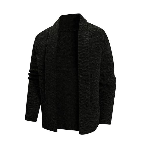 Premium Notch Lapel Knit Cardigan For Men – Timeless Textured Pullover In Versatile Neutrals_viptrois.com