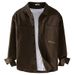 Autumn Simple Cotton Men's Long-sleeved Shirt, Casual Loose Men's Retro Solid-color Youth Shirt_viptrois.com