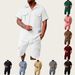 Men's Minimalist Short Sleeve & Shorts Set - Breathable Poly-Cotton Blend (S-XXXL) | Solid Color Athletic Lounge Wear In 10 Colors (Wine/Navy/Olive)_viptrois.com