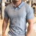 Men's Slim Fit Short Sleeve Polo Shirt – Classic V-Neck & Spread Collar Design (S-2XL, Black/Navy/Blue/White/Brown)_viptrois.com
