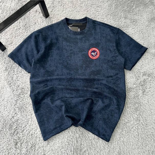 Men's Summer Short-Sleeved T-Shirt Breathable Cotton Blend Round Neck Vintage High Street Style Solid Color Five-Point Sleeve Shirt_viptrois.com