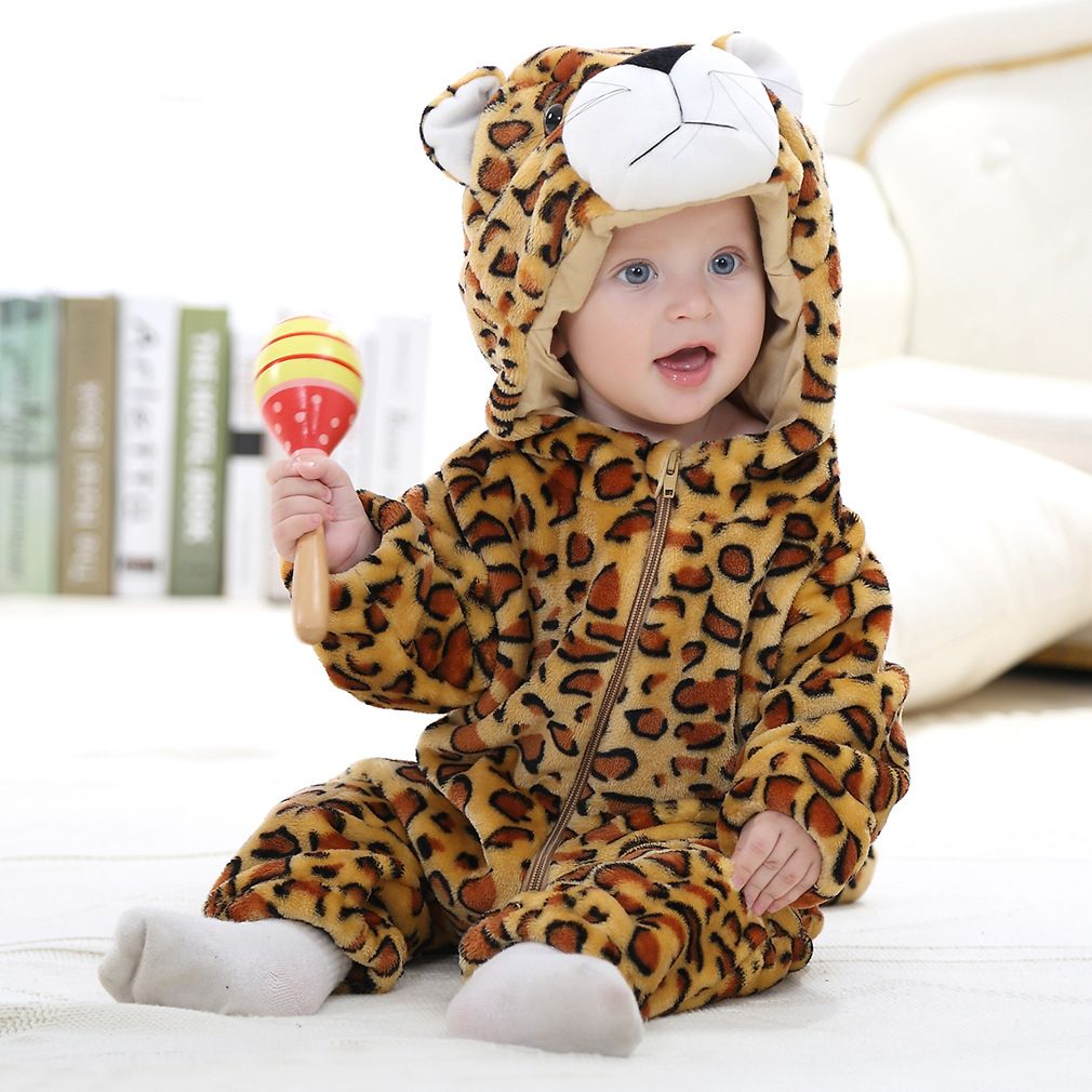 Children's flannel romper infants and young children's home clothes children's cartoon cute jumpsuit_viptrois.com