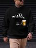 Men's Loose Casual Fashion Jumping Into Beer Pattern Printed Round Neck Long Sleeved Hoodie Autumn And Winter Styles_viptrois.com