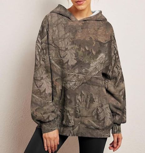 2024 Leaf Print Hooded Pullover Sweatshirt Cool Casual Loose New Hot-Selling Top_viptrois.com