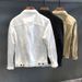 Men's Slim Fit White Denim Jacket - Stylish Casual Workwear Coat With Stand Collar For Spring & Autumn_viptrois.com
