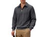 Men's Textured Zip-Up Polo Sweatshirt – Heavyweight Casual & Commute-Friendly Pullover With Stand Collar_viptrois.com