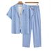 Summer New Men's Cuban Collar Shirt Set Thin Breathable Casual Vacation Style Short Sleeve Long Pants Two-Piece Suit_viptrois.com
