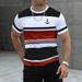 Men's Clothing Short Sleeved T Shirt Striped Print Youth Summer Casual Polyester Round Neck Top_viptrois.com