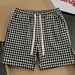 Houndstooth High-Waist Shorts For Men And Women Trendy Casual Retro Five-Point Loose Fit Beachwear Outerwear Summer Fashion_viptrois.com