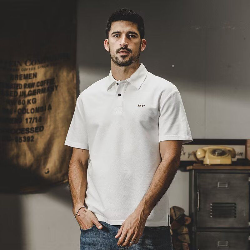 Men's Clothing Retro Heavy Short Sleeved Shirt Trendy Loose Lapel T Shirt_viptrois.com