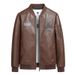 Men's Clothing Collar Casual Men's Leather Jacket For Young And Middle Aged Spring Warm Large Size PU Leather Jacket Embroidered Motorcycle Clothing_viptrois.com