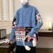 Pure Anyang High Neck Men's Christmas Bear Lazy Couple Loose Knitted Sweater Winter Thickened Warm Knitwear_viptrois.com