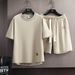 2025 Summer New Casual Sports Suit Men's Short Sleeved T-Shirt Trendy Brand Five Quarter Shorts Loose Two_viptrois.com