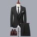 Men's Clothing woven striped three piece suit one button men's business suit slim formal wedding suit suit_viptrois.com
