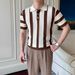 Men's Clothing Striped Knitted Polo Shirt Men's Handsome Lapel T Shirt New Summer Trend Casual Short Sleeved T Shirt_viptrois.com