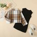 Children's clothing Autumn winter English plaid woolen coat knit dress two-piece girls' suit_viptrois.com