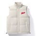 Men's Quilted Vest With Windproof Design, Letter Print, Thickened Polyester Fill, Casual Wear For Autumn & Winter_viptrois.com