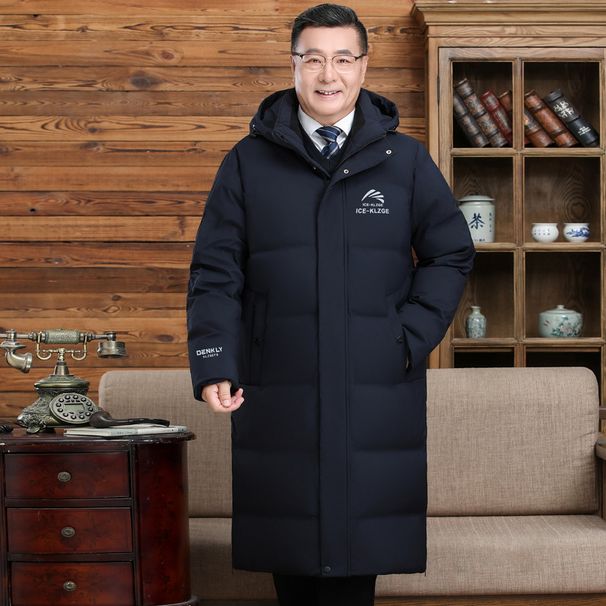 Men's Clothing Down Jacket Dad's Same Style Winter Knee Length Hooded Extreme Cold Down Jacket Thickened And Extended Size Coat_viptrois.com