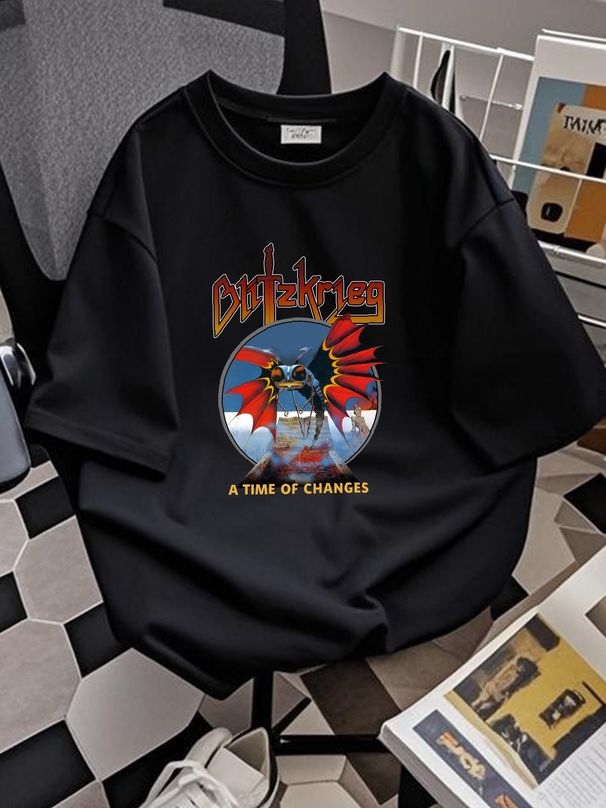 Blitzkrieg A Time Of Changes T-Shirt Short Sleeve Cotton Black S To 5XL PM1312 Homme Breathable Stretched Soft Slightly Streetwear Comfortable_viptrois.com