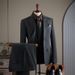Men's Stripe Plus-Size Suit Set – Formal & Wedding Slim Fit Blazer With Vest & Trousers, Business & Party Stretch Polyester Suit_viptrois.com