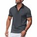 Men's Clothing Men's Waffle Zipper Lapel Fashion Short Sleeved T Shirt Polo Shirt Golf Shirt_viptrois.com