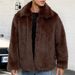 Men's Faux Fur Collar Short Jacket Winter Coat Warm Fleece Outerwear For Casual & Urban Style (Black, Coffee, Light Khaki, Dark Khaki, Camel)_viptrois.com