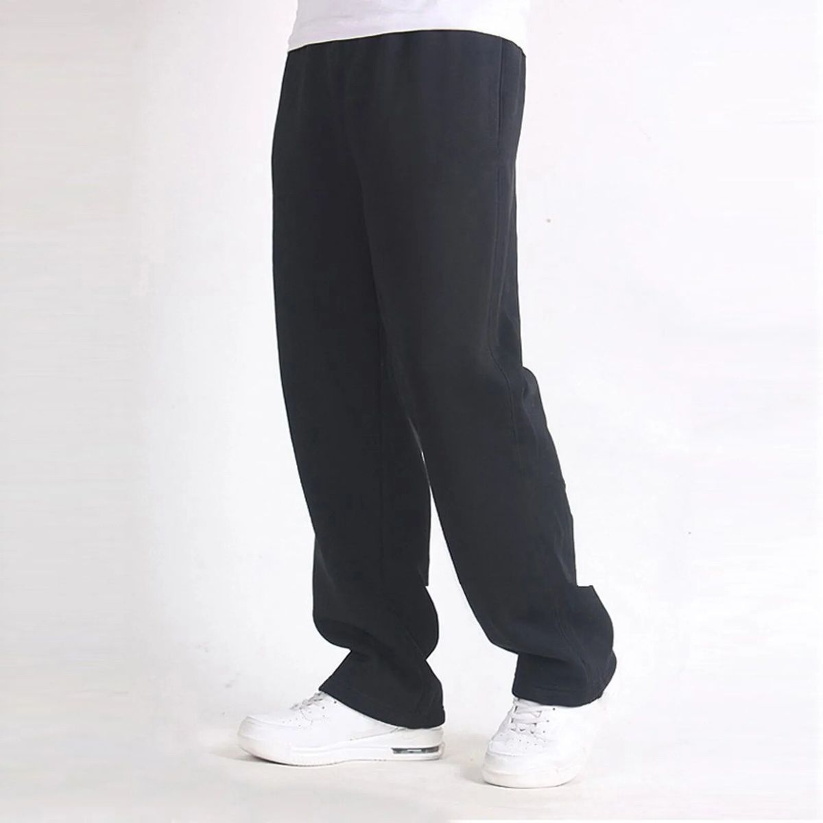 Spring Men Plus Size Solid Baggy Loose Elastic Cotton Sweatpants Casual Pants Autumn Straight Trousers_viptrois.com