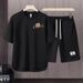 Men's Clothing 2024 Waffle Casual Summer Suit Men's Loose Teen Short sleeved T shirt Shorts Handsome Two piece Suit_viptrois.com