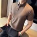 Men's Short Sleeved Polo Shirt Summer Style High Quality Ice Silk Seamless Thin Elastic Turn down Collar Top_viptrois.com
