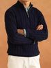 Men’s Semi-Zip Knit Sweater – Lightweight Business Casual Pullover With Cable Stitch (Olive/Navy/Beige, M-3XL )_viptrois.com