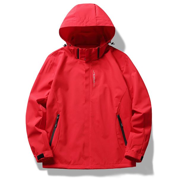 Jacket Single-layer Hooded Solid Color Waterproof Women's Thin Single-shot Windproof Jacket Men's Three-proof Mountaineering Jacket_viptrois.com