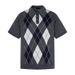 Men's Diamond Patterned Polo Shirt Short Sleeved Summer Retro Couple's Preppy Style Knitted Top_viptrois.com