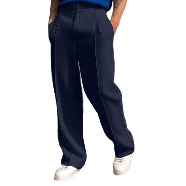 Men's Clothing Mid Waist Sports Leisure Drawstring Loose Jogging Trendy Trousers Sweatpants_viptrois.com