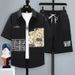 Men's Clothing Set Of High-end Men's Short-sleeved Shirts Youth Casual Shorts High School Tops Suits Men_viptrois.com